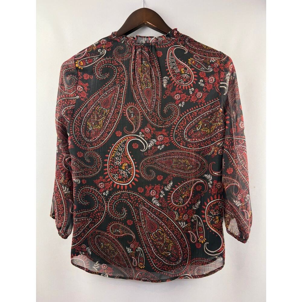 Women’s Daniel Rainn Small Black & Red Paisley Blouse - Picture 3 of 6